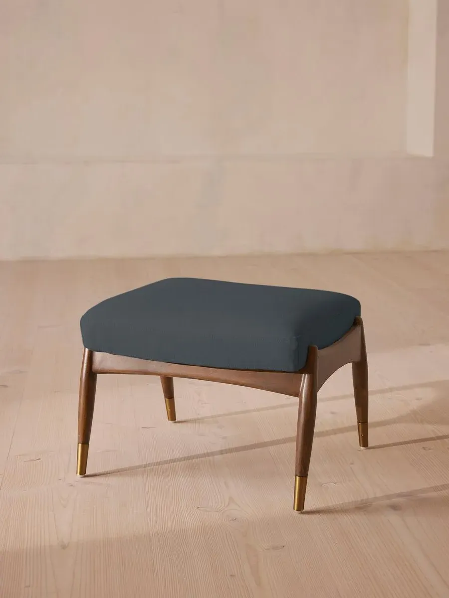 Footstool with Cushion - Prussian Blue, Linen