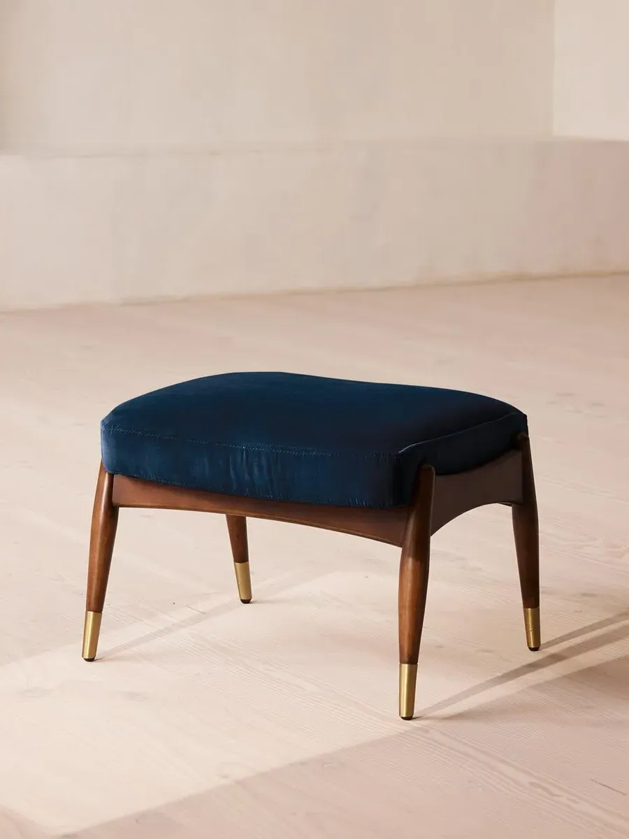 Footstool with Cushion - Royal Blue, Velvet