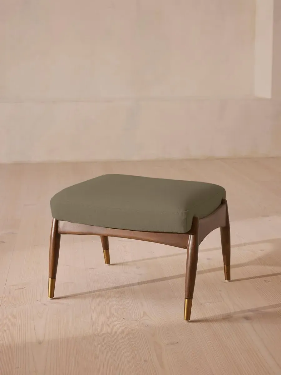 Footstool with Cushion - Sage, Linen