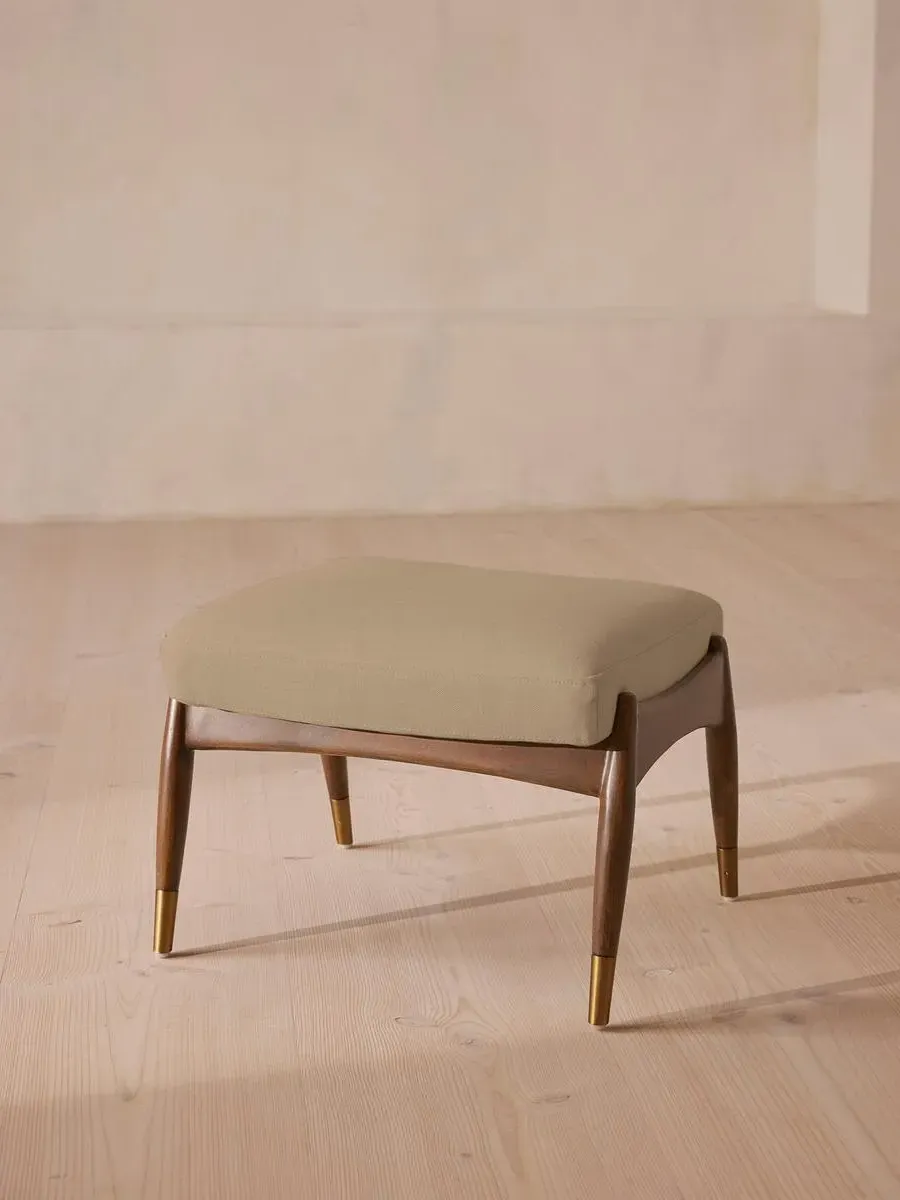 Footstool with Cushion - Wheat, Linen