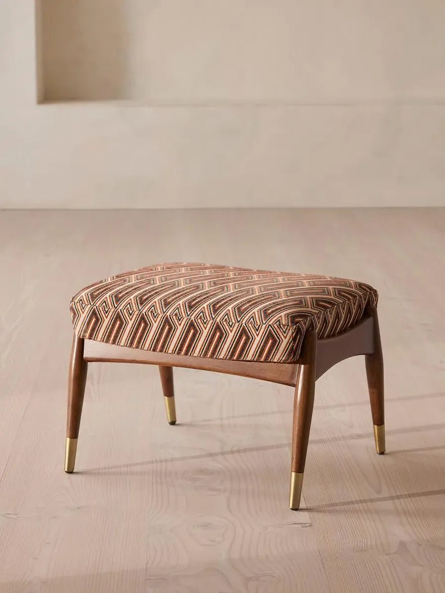 Footstool with Tapered Frame - Jacquard Fabric image