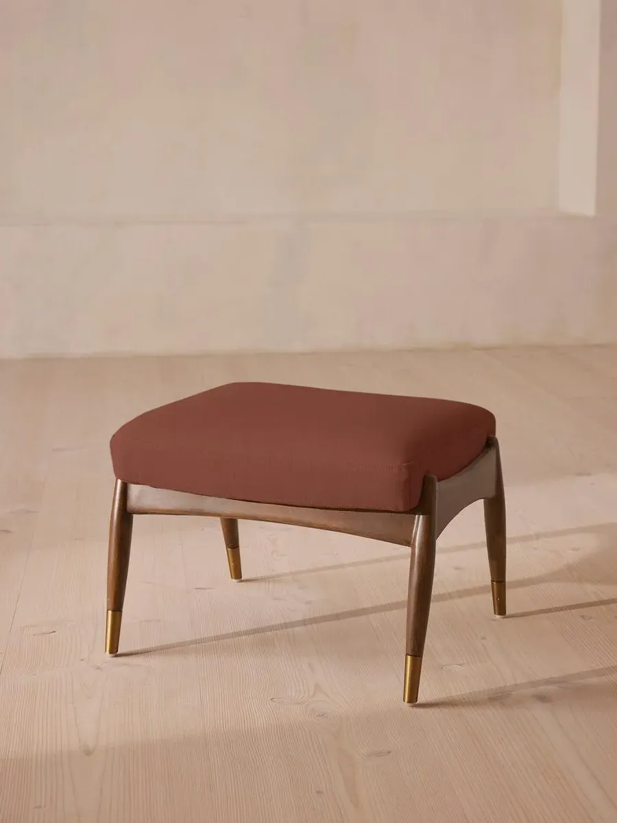 Footstool with Wood Frame - Sienna, Linen
