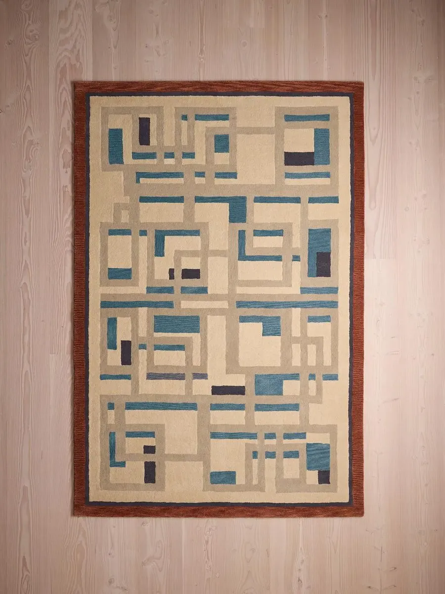 Geometric Rug Swatch - Blue Grey, Wool image