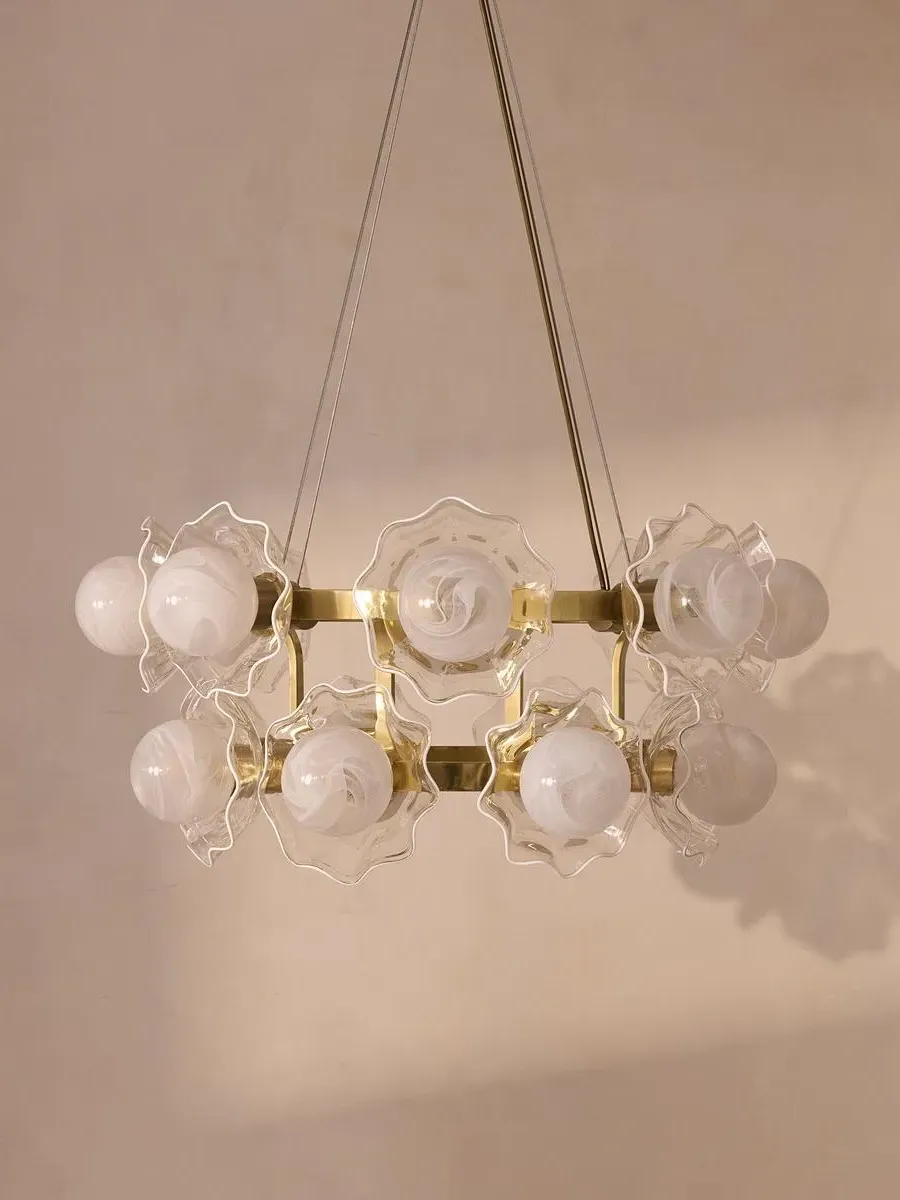 Globe Chandelier with Dimmer - White, Glass image