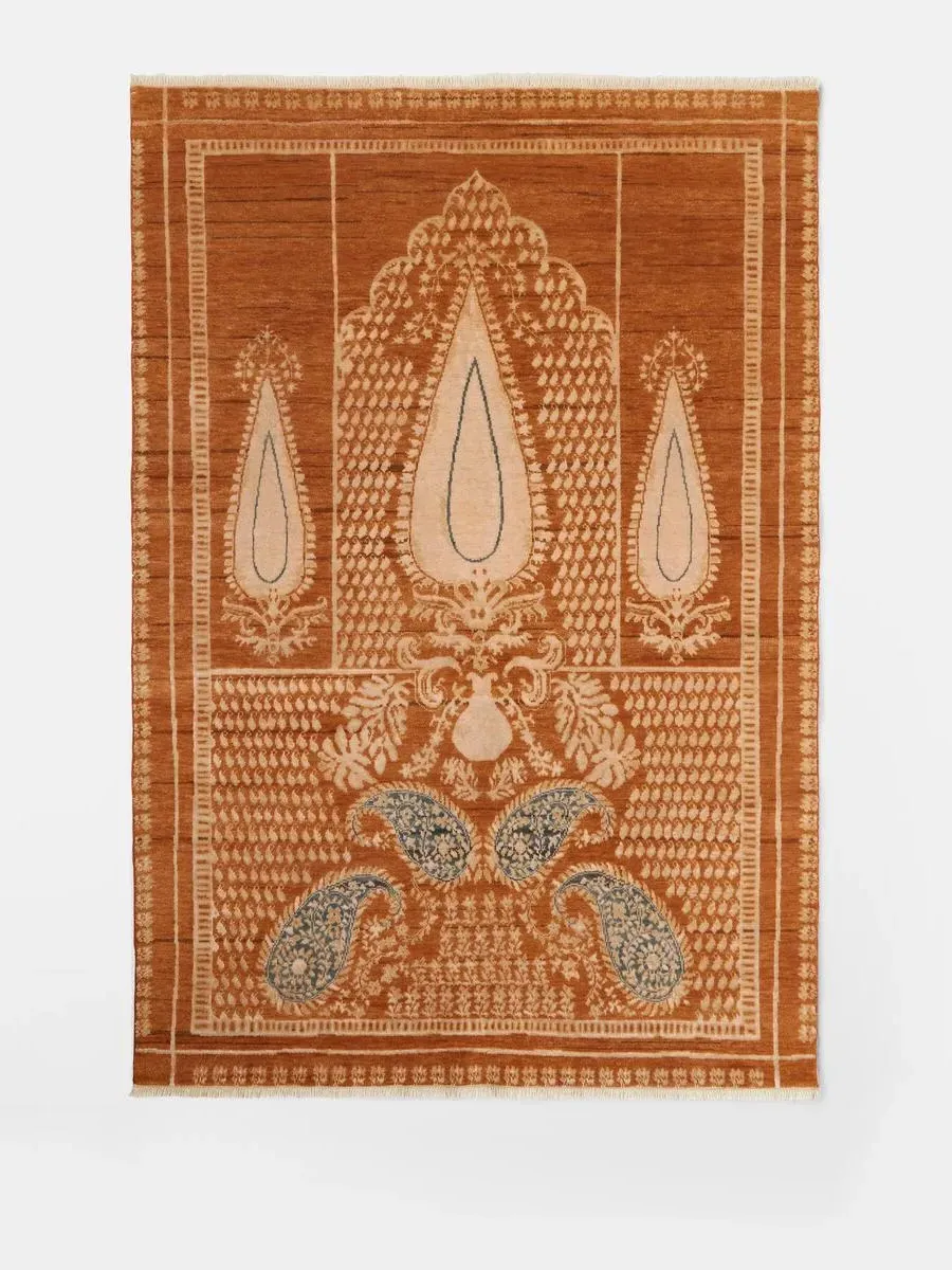 Hand-Knotted Rug Gabbeh Technique - Rust, Wool