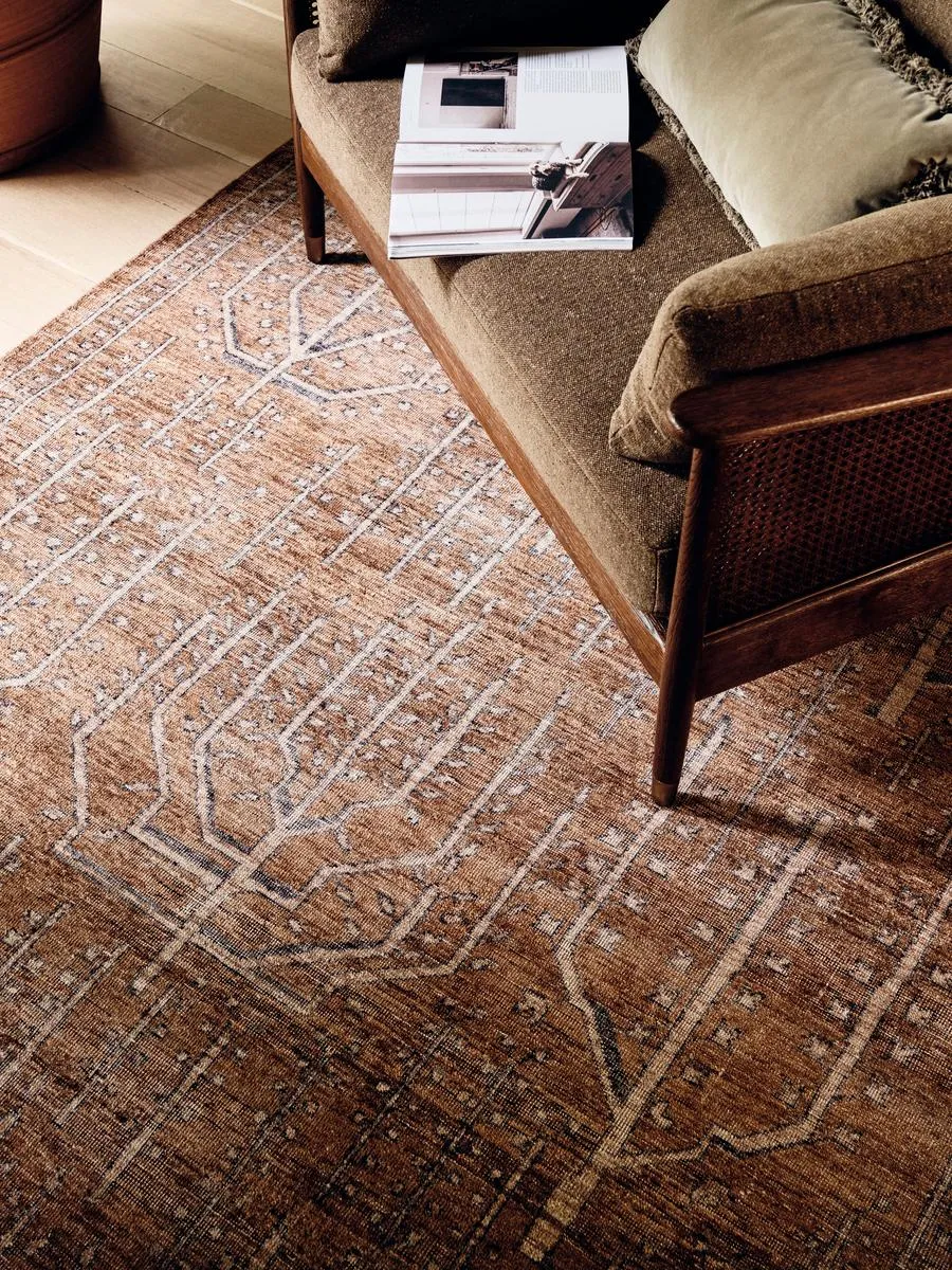 Hand-Knotted Rug Vintage Style - Rust, Wool image