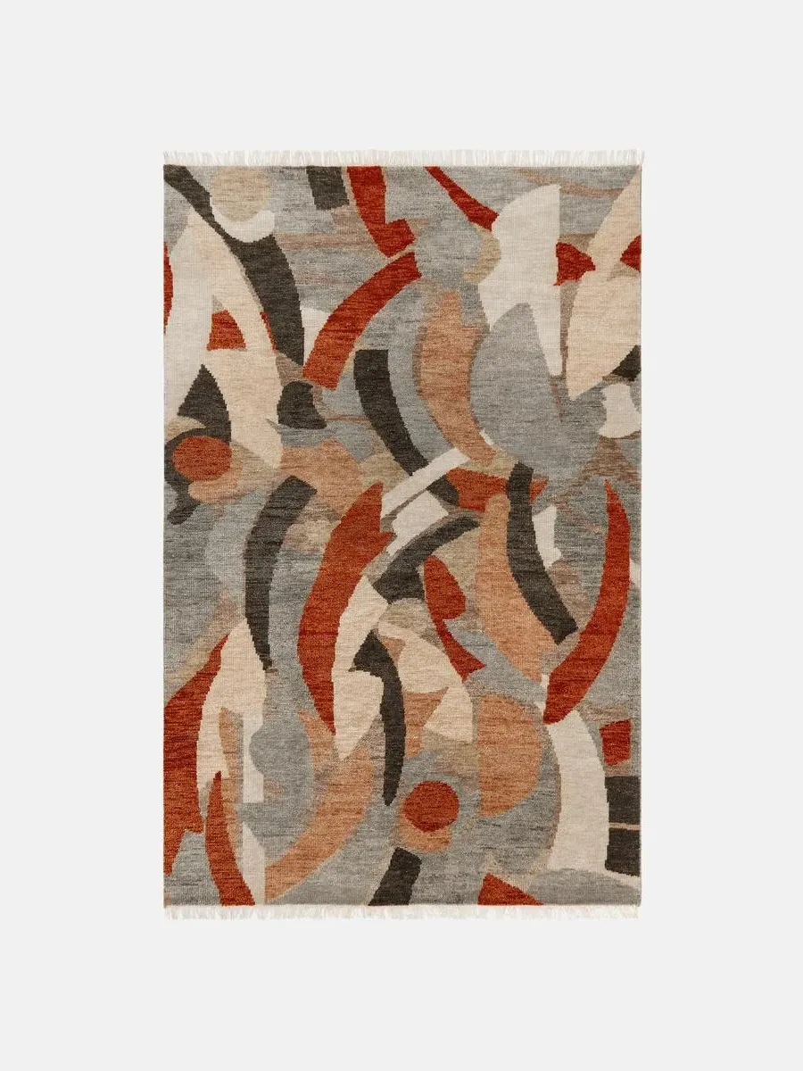 Hand-Knotted Rug with Abstract Design - Multi image