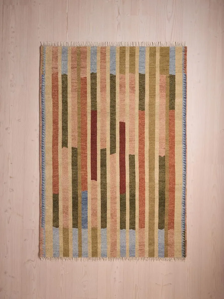 Hand-Knotted Rug with Stripe Pattern - Multi image
