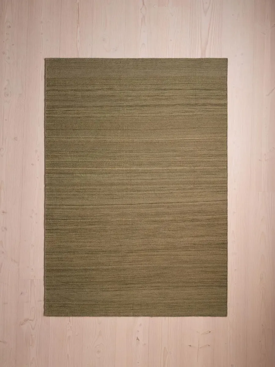 Hand-Woven Rug with Texture - Sage, Blended Yarn