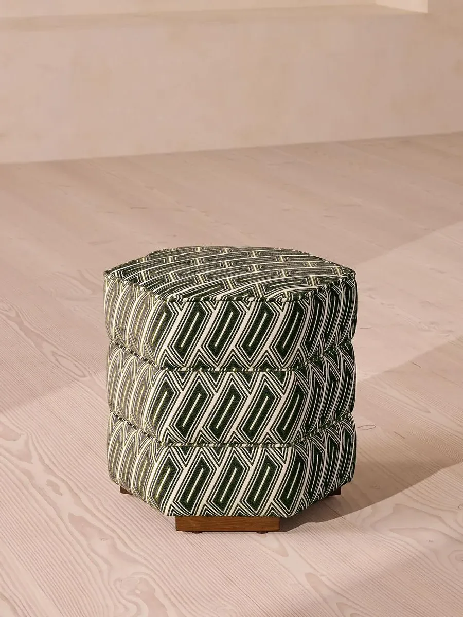 Hexagonal Footstool - Olive, Jacquard image