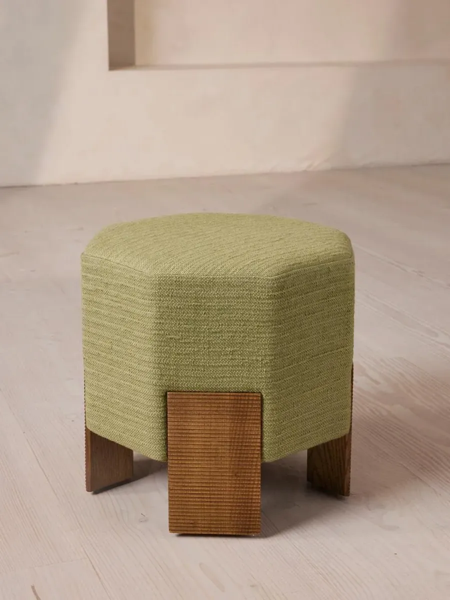 Hexagonal Footstool - Seafoam, Textured Weave