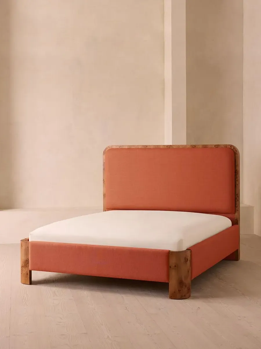 King Bed with Headboard - Antique Rose, Linen image