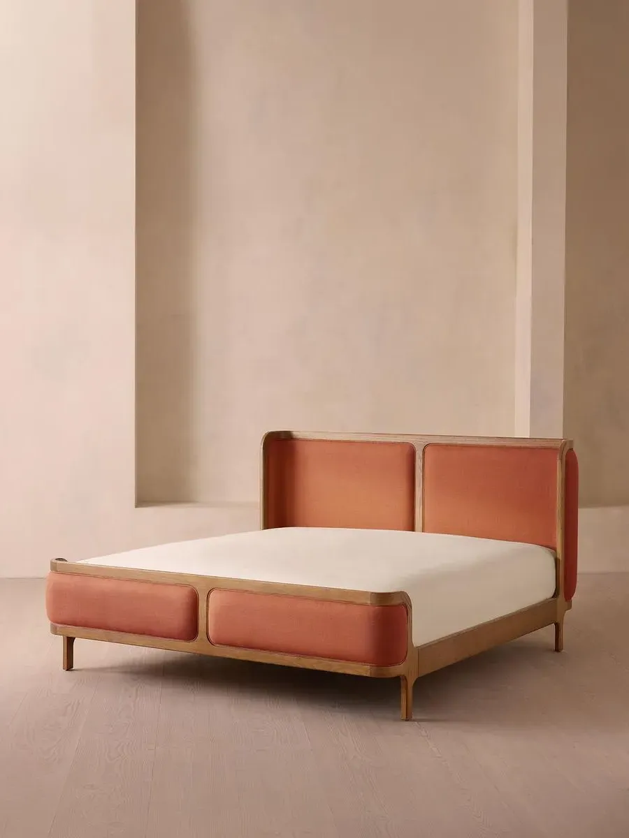 King Size Bed Frame - Antique Rose, Linen