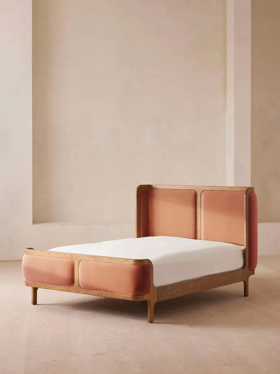 King Size Bed Frame - Antique Rose, Velvet image