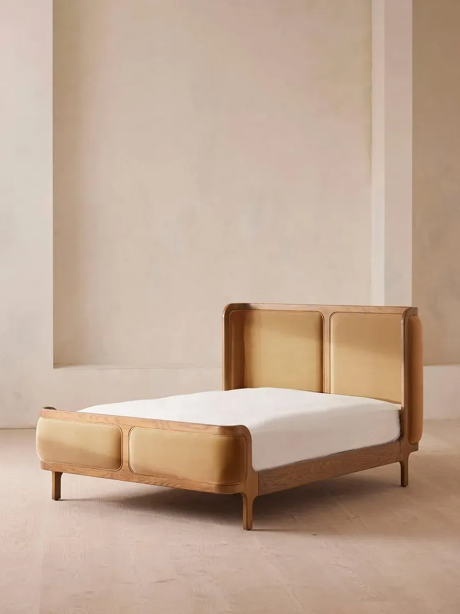 King Size Bed Frame - Camel, Velvet