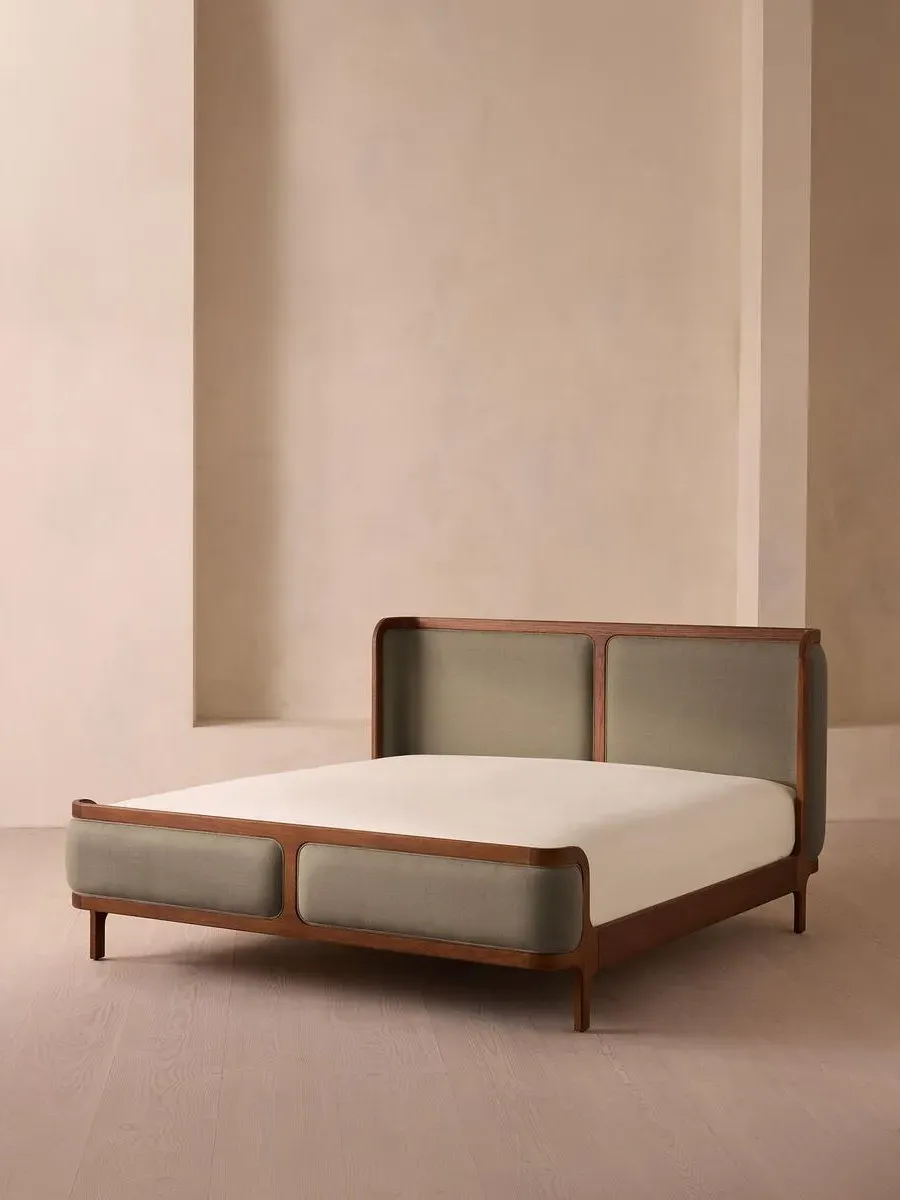 King Size Bed Frame - Mushroom, Linen