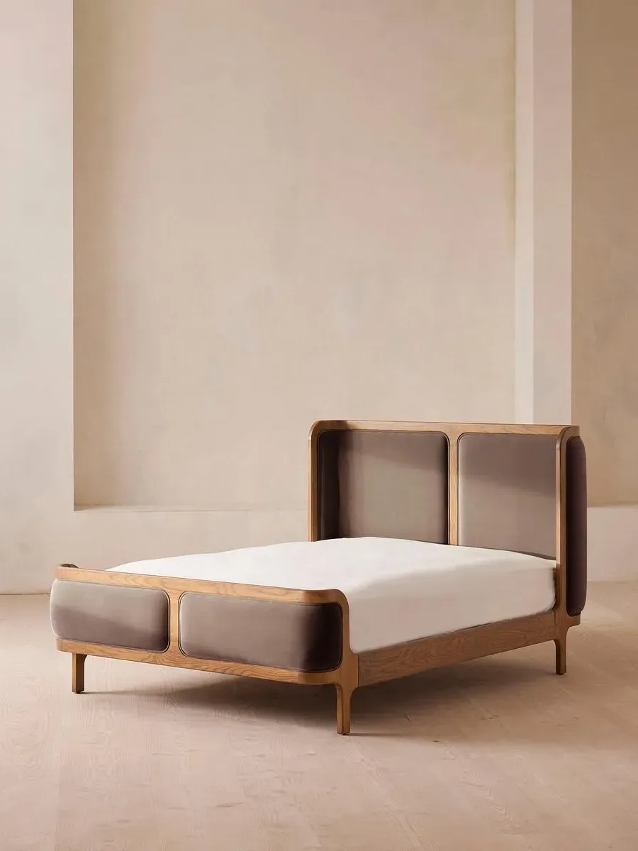 King Size Bed Frame - Taupe, Velvet