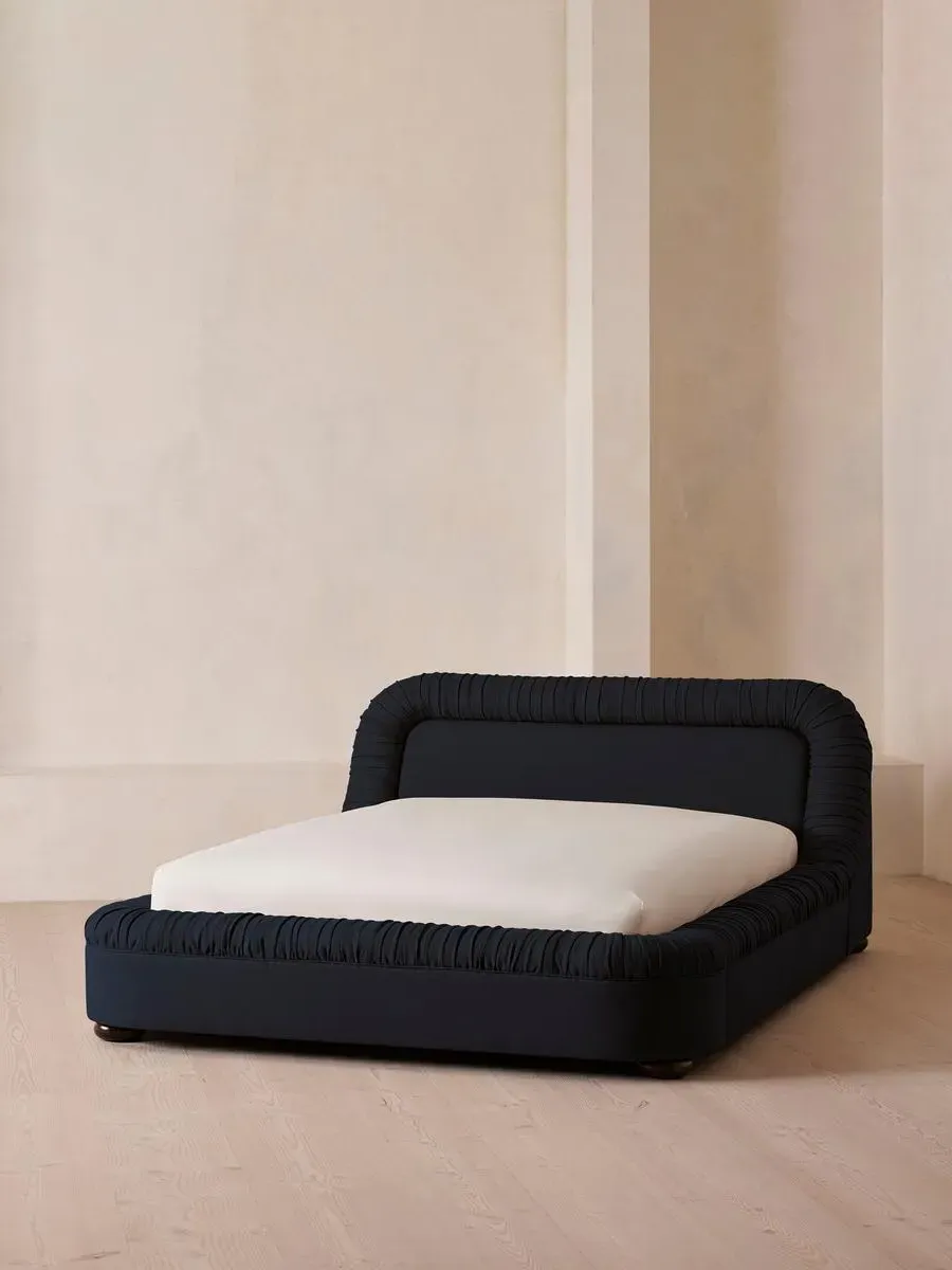 King Size Bed with Headboard - Indigo, Linen