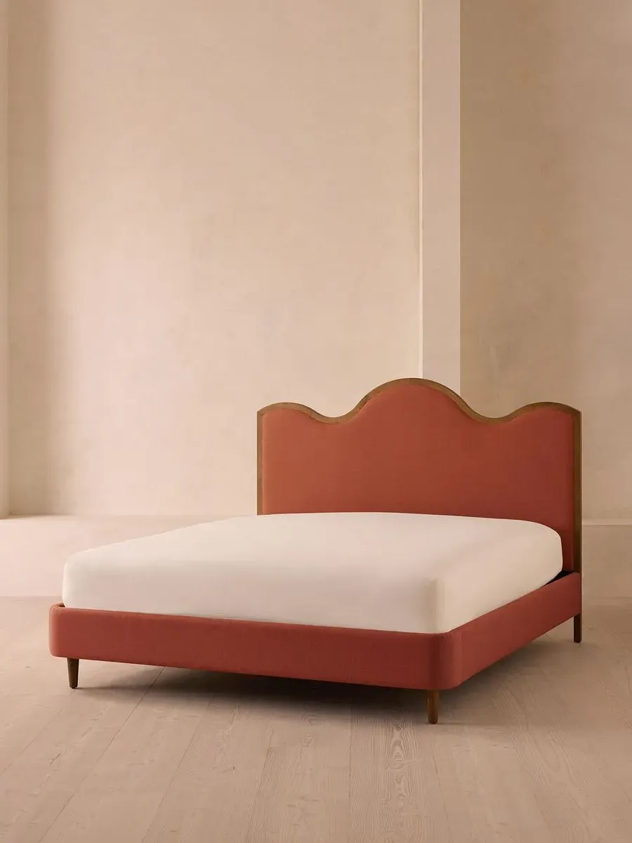 King Size Bed with Waved Headboard - Sienna, Linen