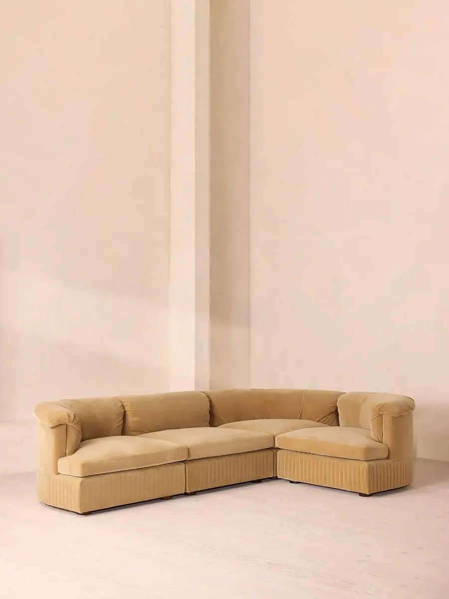 L-Shaped Modular Sofa - Camel, Velvet image