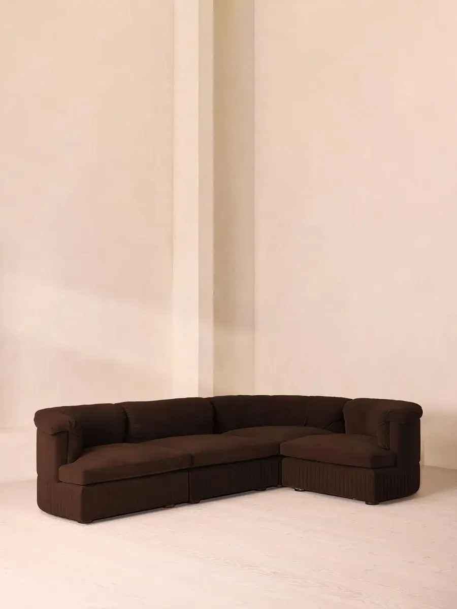L-Shaped Modular Sofa - Chocolate, Velvet