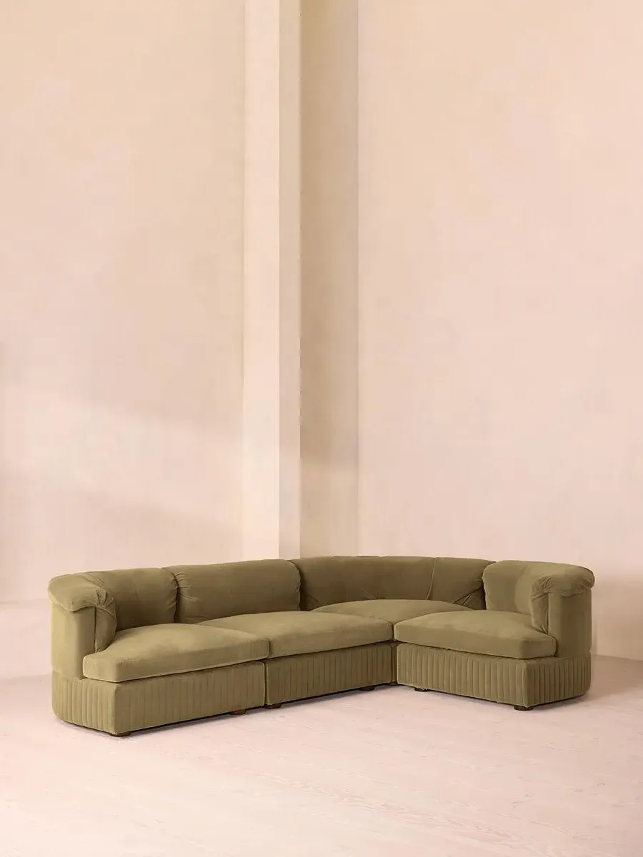 L-Shaped Modular Sofa - Lichen, Velvet