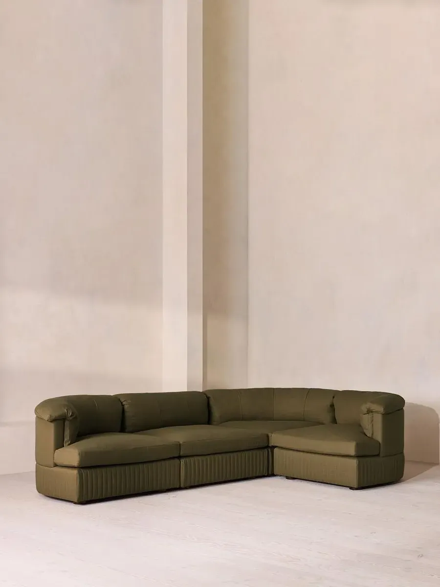 L-Shaped Modular Sofa - Olive, Linen