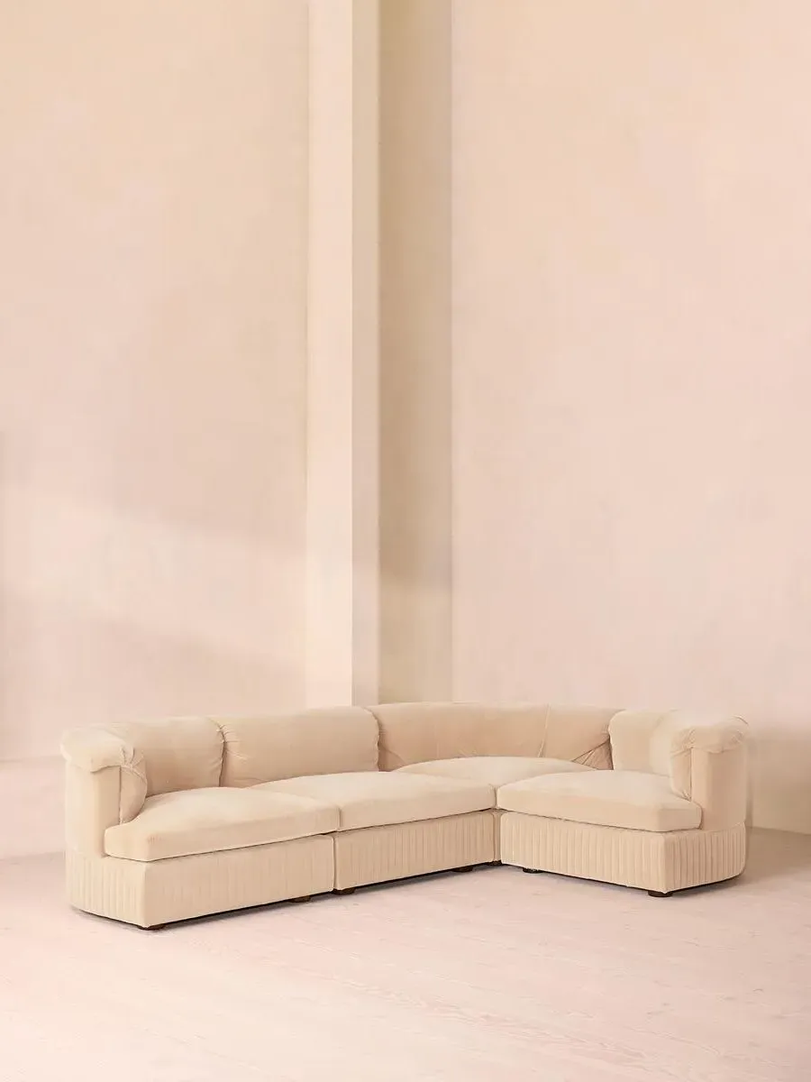 L-Shaped Modular Sofa - Porcelain, Velvet