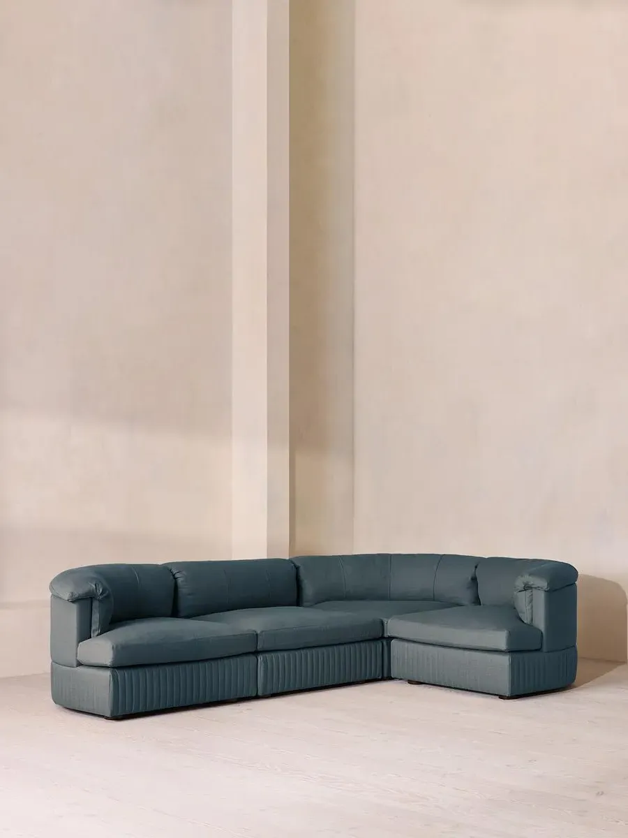 L-Shaped Modular Sofa - Prussian Blue, Linen
