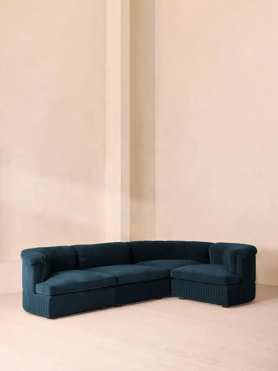 L-Shaped Modular Sofa - Royal Blue, Velvet