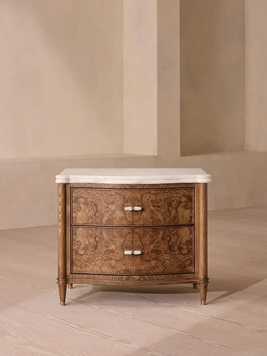 Large Bedside Table - Arabescato Corchia, Ash image