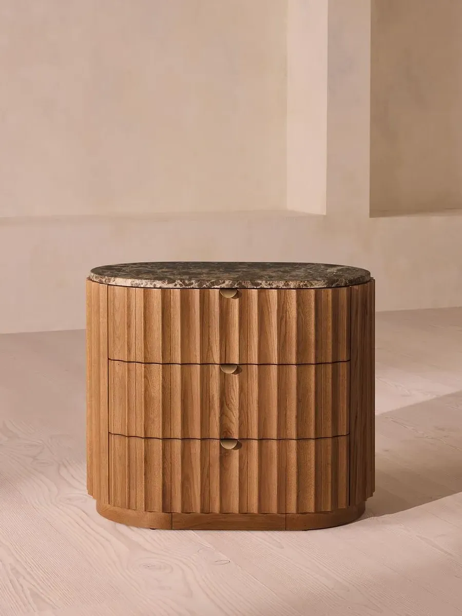 Large Bedside Table - Dark Emperador, Marble image