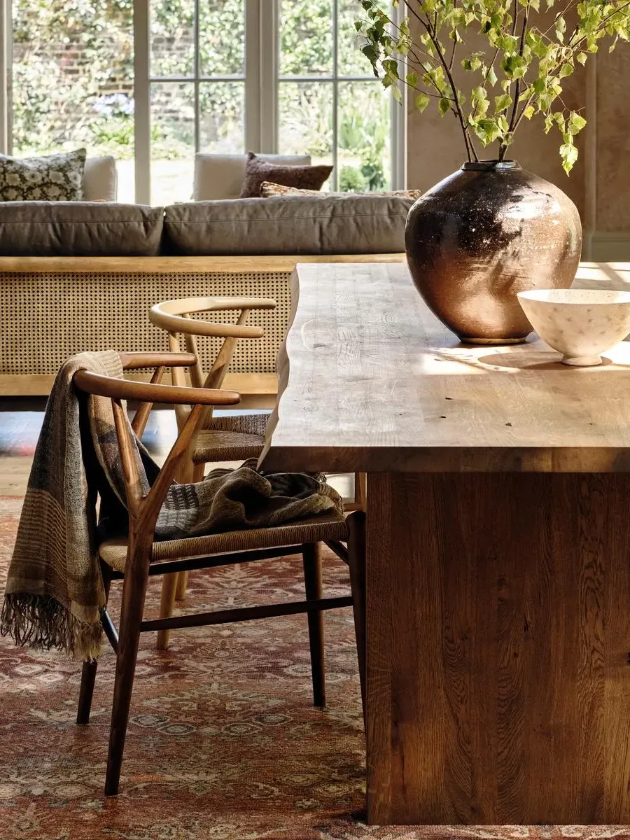 Large Dining Table Live Edge - Natural Oak