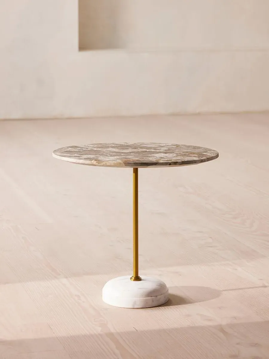 Large Side Table with Brass Stem - Kapri Marble image
