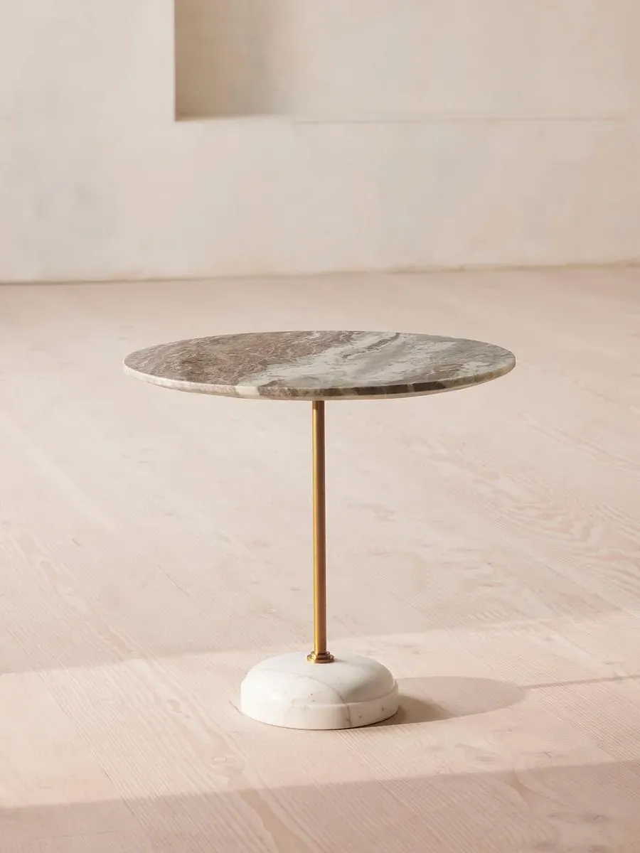 Large Side Table with Brass Stem - Terra Bianca