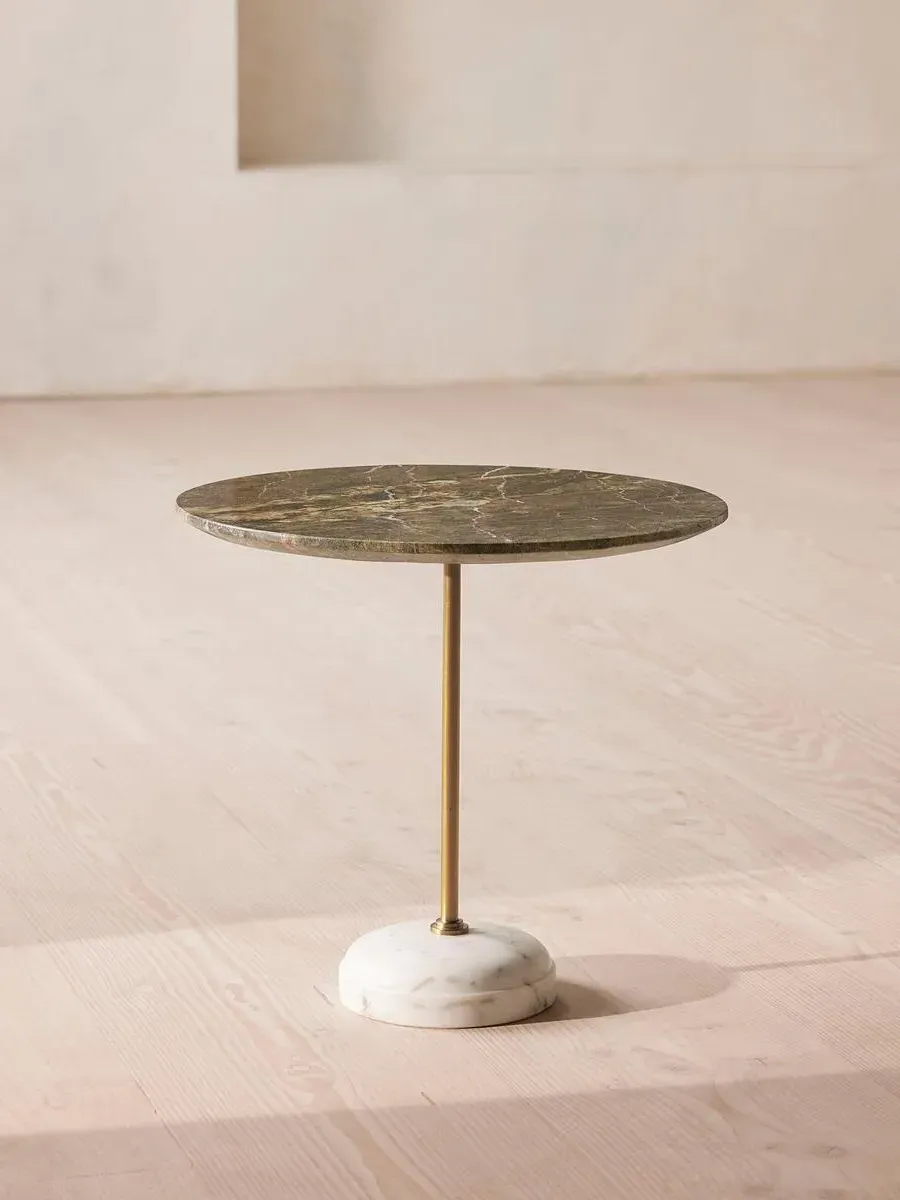 Large Side Table with Brass Stem - Verde Bosque