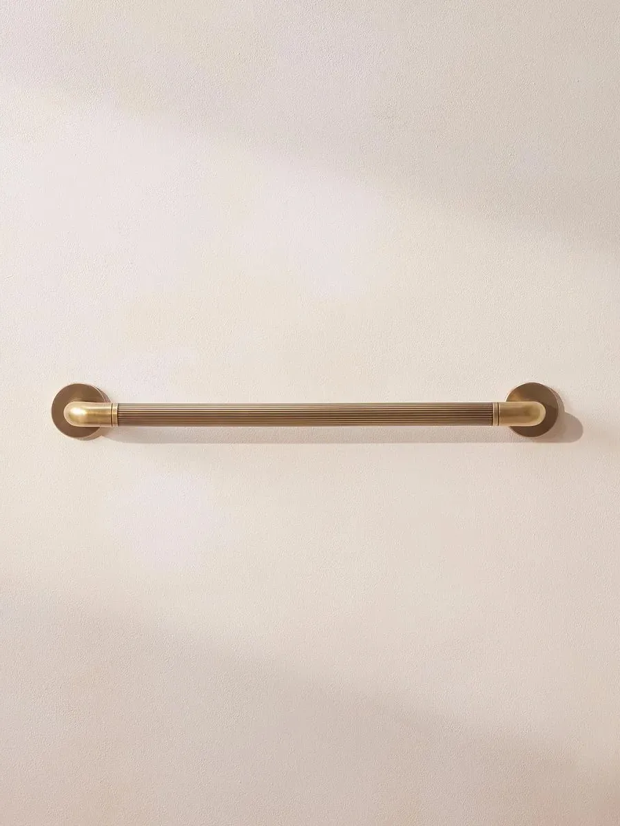 Large Towel Rack with Ribbed Detail - Brass