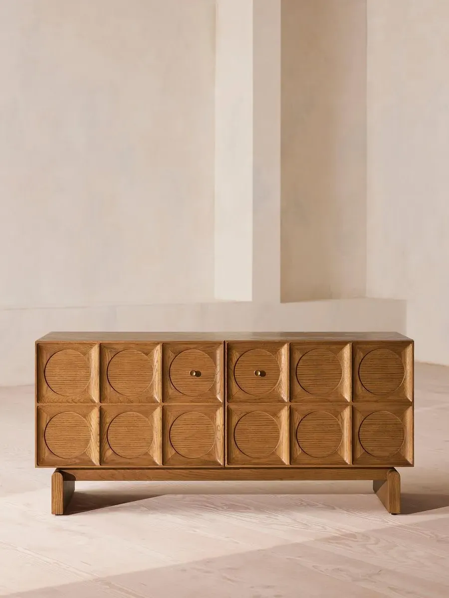 Medium Media Unit with Storage - Oak, Solid Wood image
