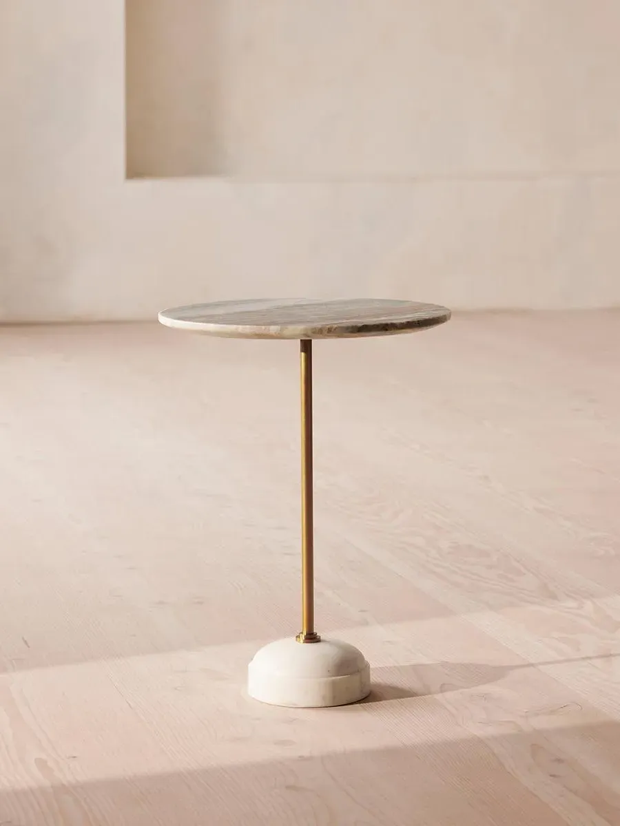 Medium Side Table with Brass Stem - Terra Bianca