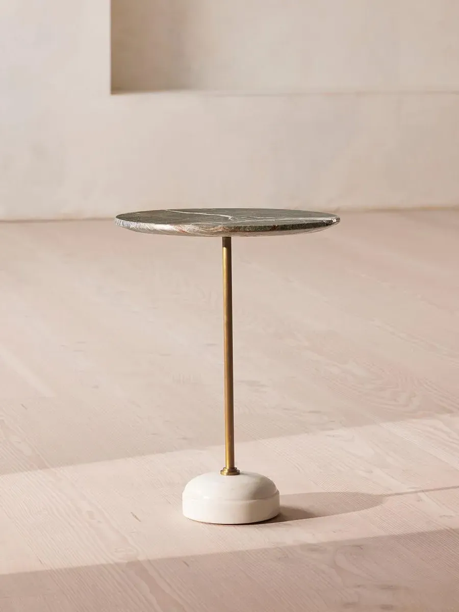 Medium Side Table with Brass Stem - Verde Bosque