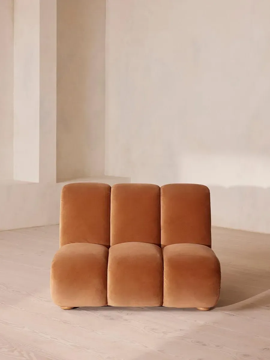 Modular Armchair with Oak Sides - Antique Rose, Velvet image