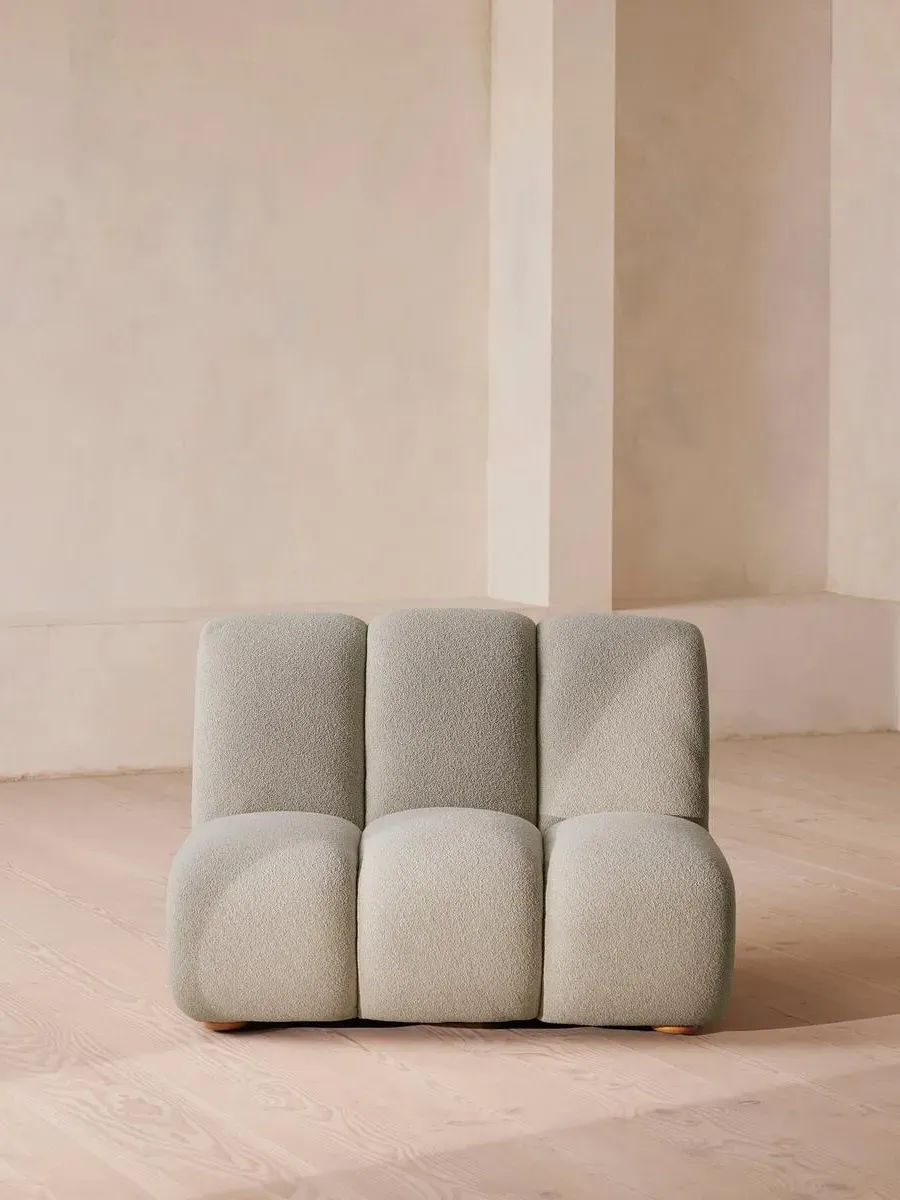 Modular Armchair with Oak Sides - Pistachio, Boucle