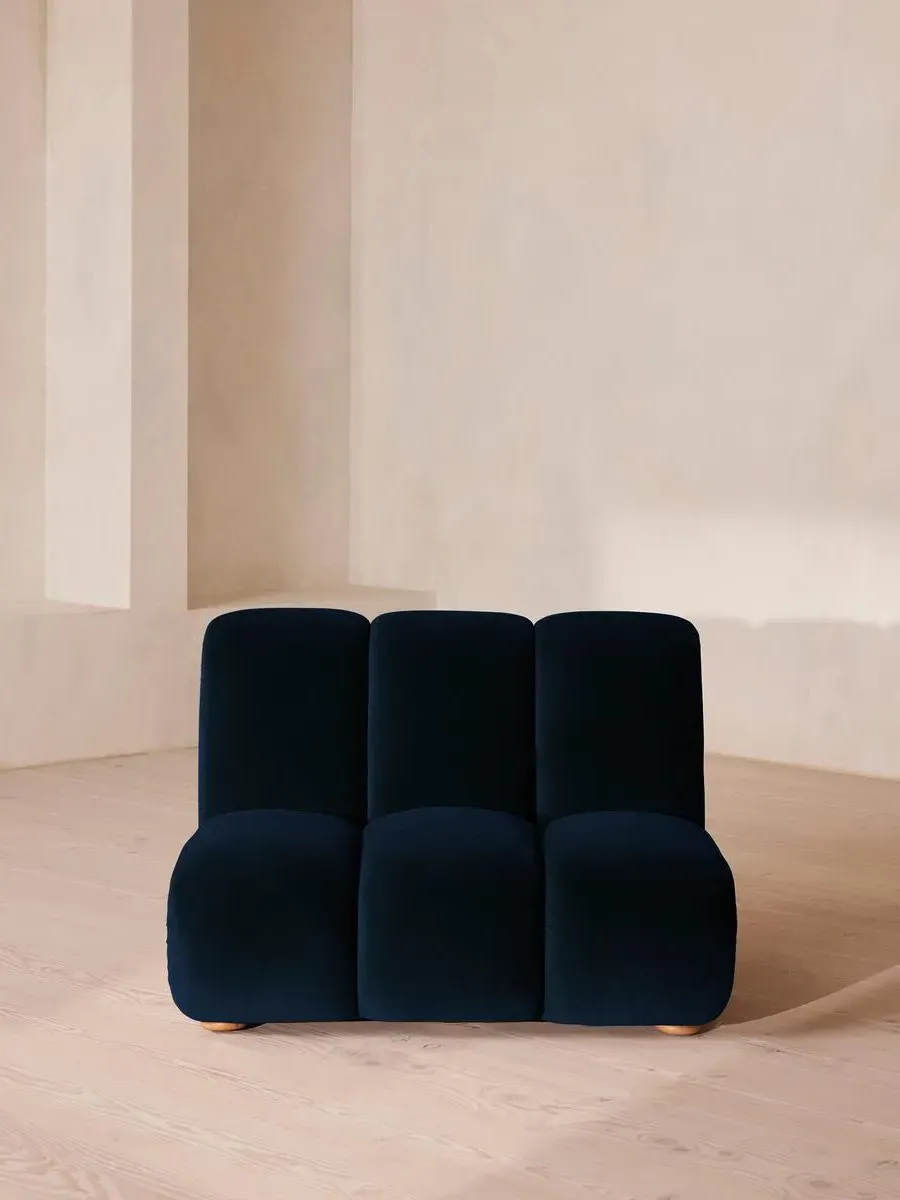 Modular Armchair with Oak Sides - Royal Blue, Velvet
