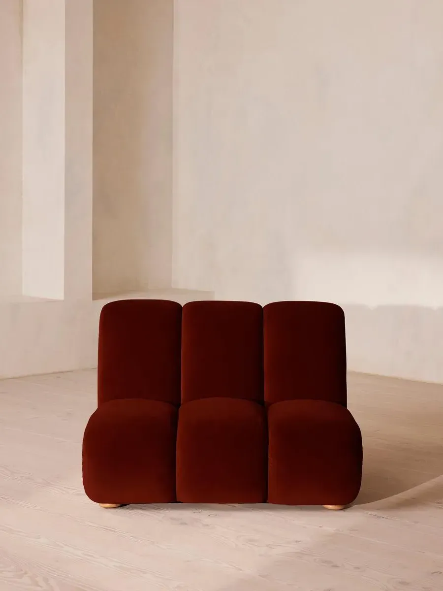 Modular Armchair with Oak Sides - Rust, Velvet