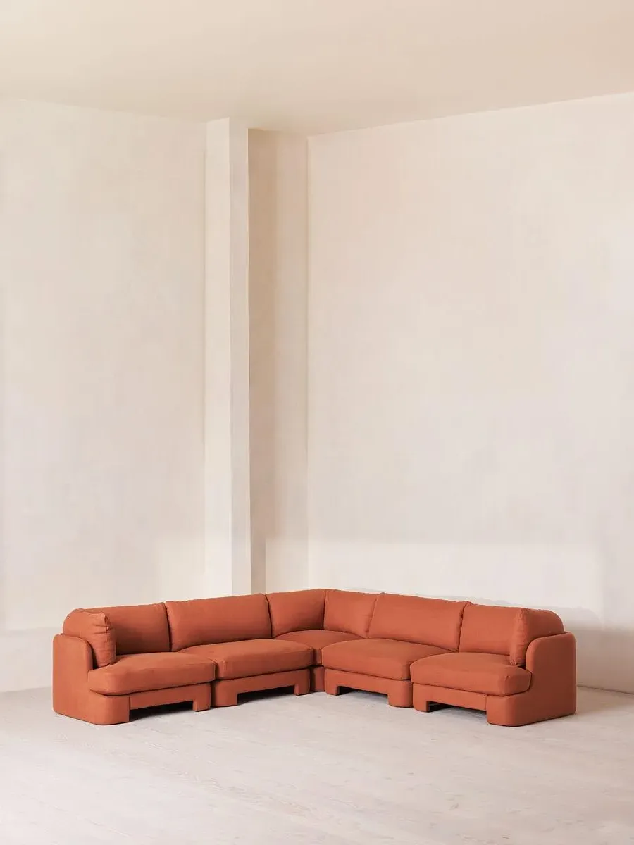 Modular Corner Sofa with Arch Back - Antique Rose, Linen