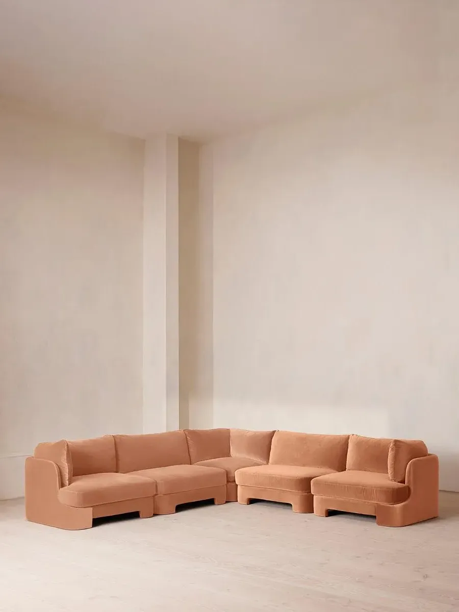 Modular Corner Sofa with Arch Back - Antique Rose, Velvet image