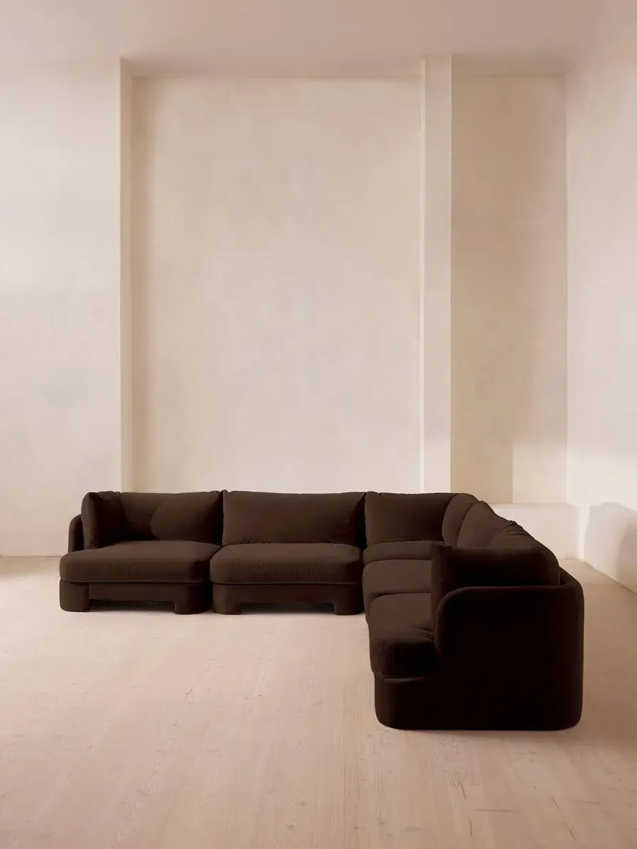 Modular Corner Sofa with Arch Back - Chocolate, Velvet