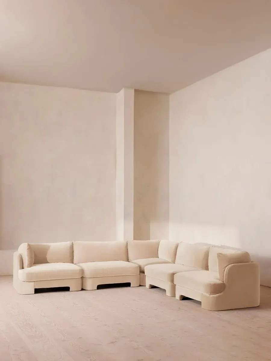 Modular Corner Sofa with Arch Back - Porcelain, Velvet