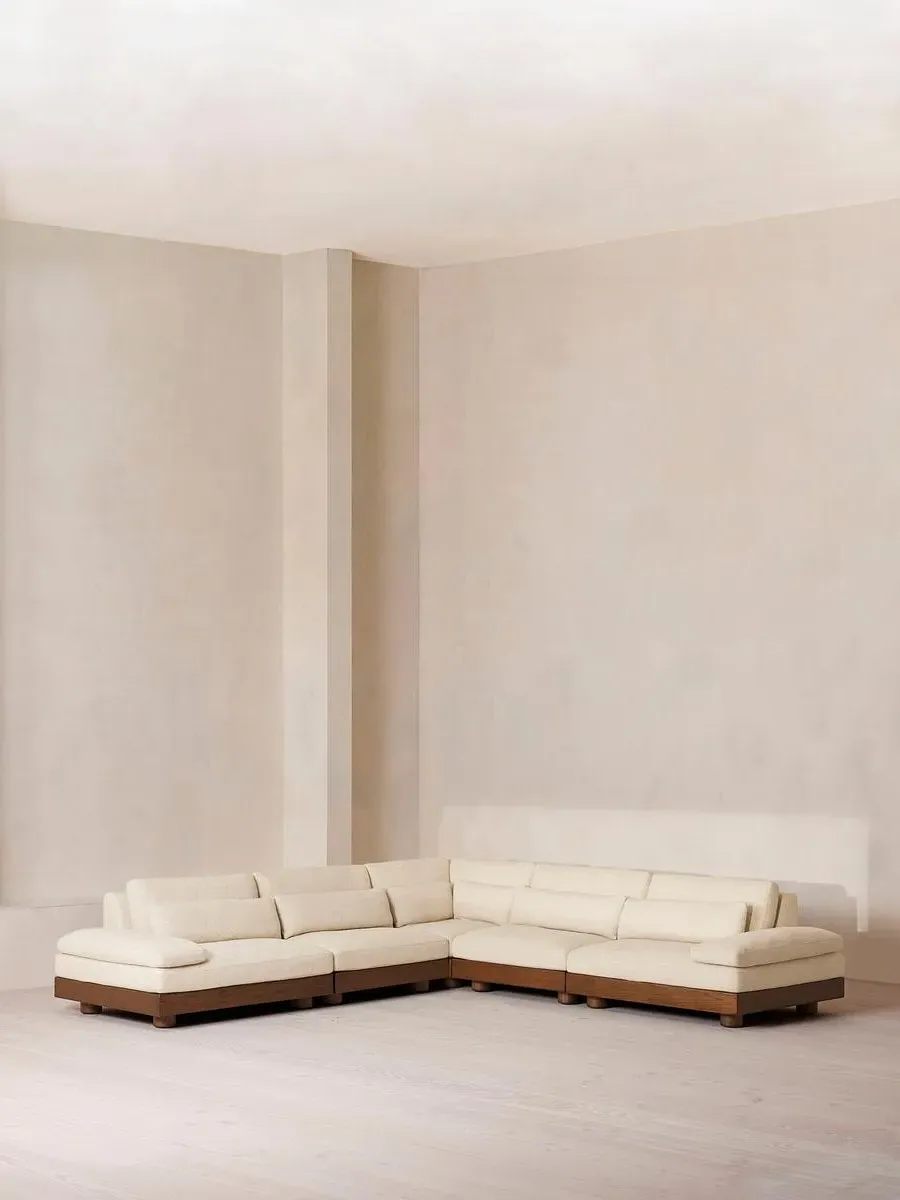 Modular Corner Sofa with Cushions - Textured Linen image