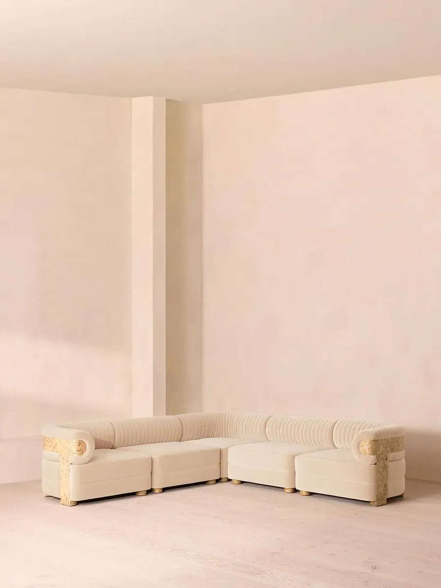 Modular Corner Sofa with Fluted Back - Velvet image